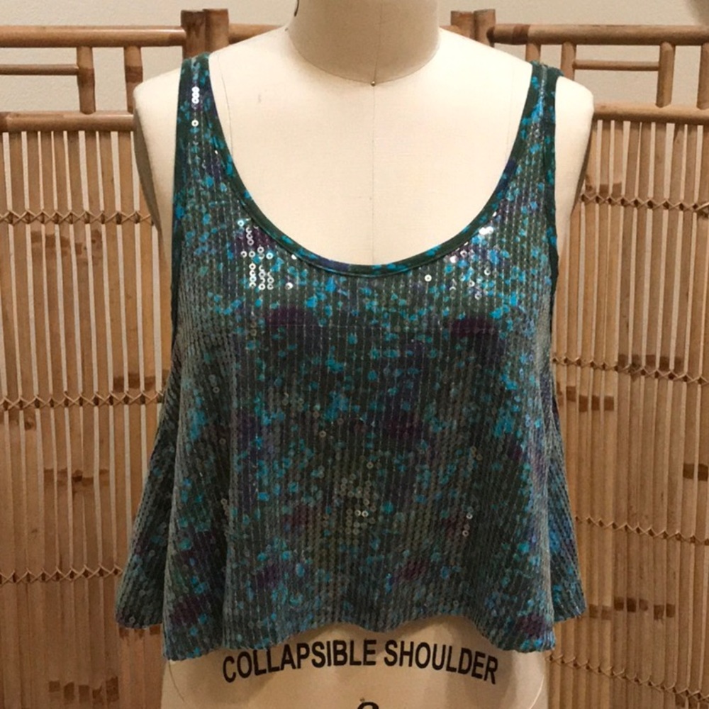 Sequin A-line Cropped Tank
